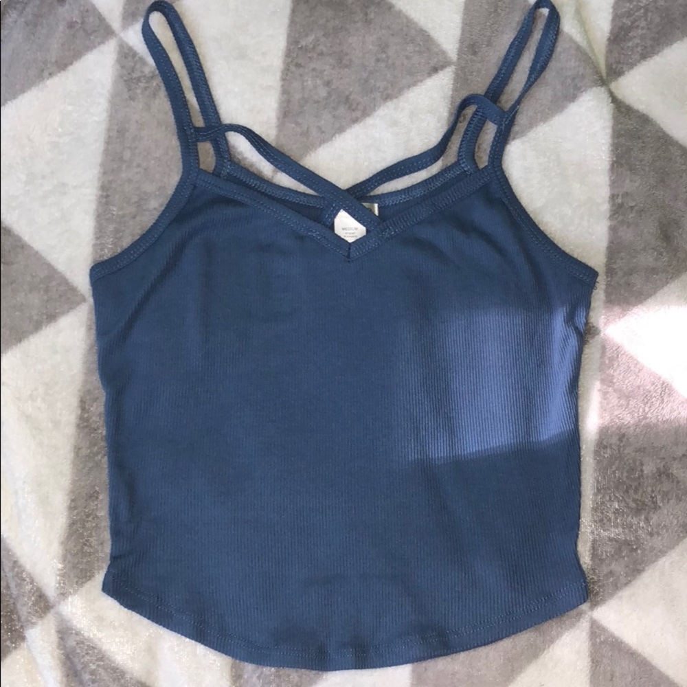 Front cross | Blue crop tank